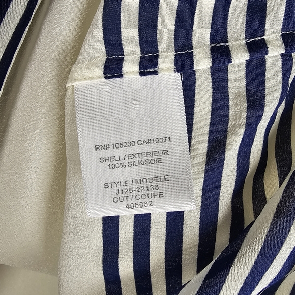 Joie Small Silk Ivory Blouse with Navy Stripes - Picture 4 of 5